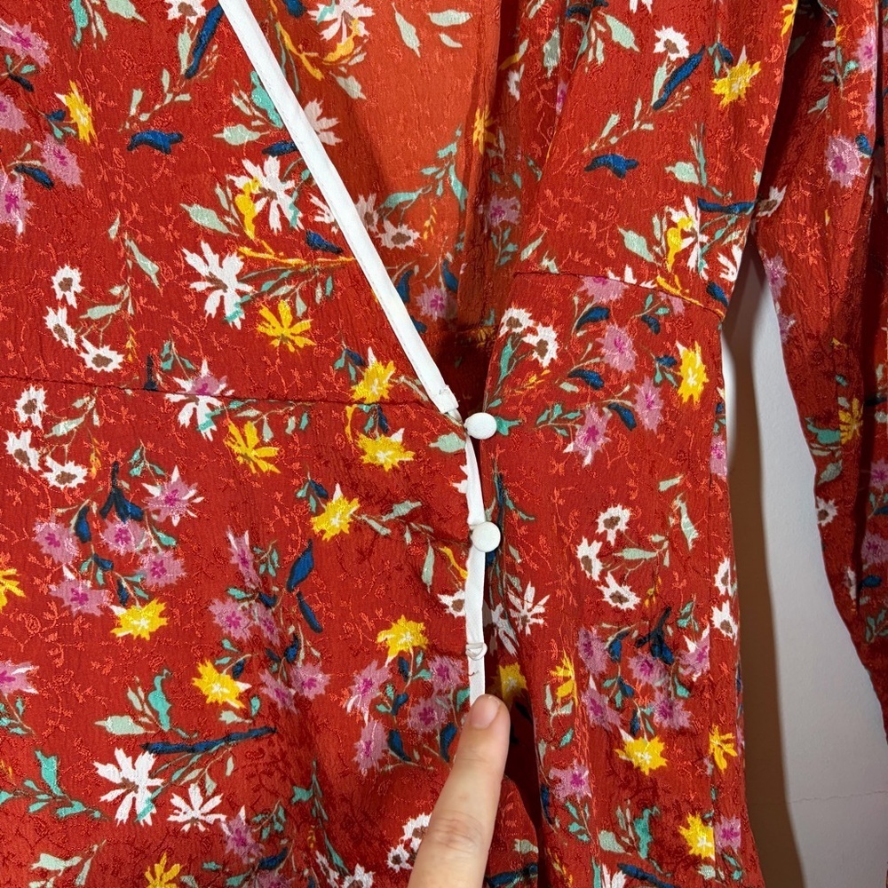 Free People Covent Garden Floral Wrap Midi Dress Size 6 - Picture 10 of 12